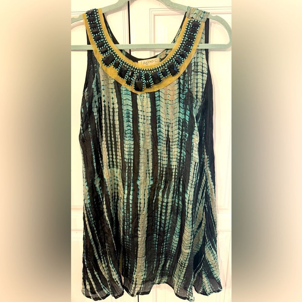 Thai Boutique designer Women's green tie dye sleeveless top size 6